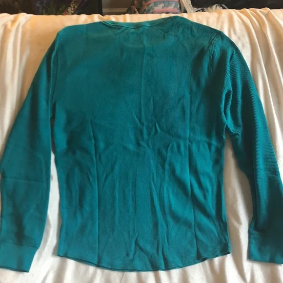 Gap NWT Men’s turquoise thermal long sleeve shirt, size Medium - Picture 3 of 3